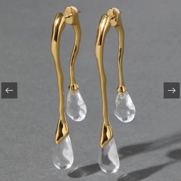 Alexis Bittar Lucite Gold Front Back Double Drop Earring - Picture 3 of 5